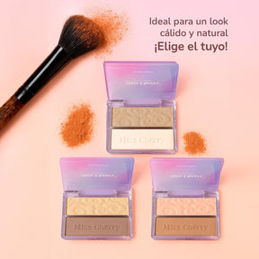 Miss Cherry Makeup Contorno compacto Polvo e Iluminador/Contorno Duo ideal para esculpir el rostro