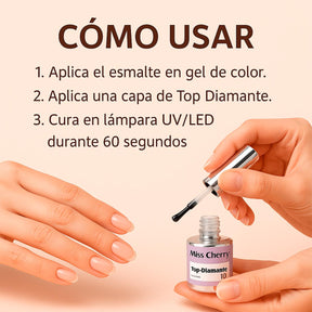 Miss Cherry Top coat Diamante profesional acabado brillante manicura Uñas Nail art