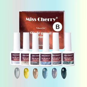 Miss Cherry Gama Atardecer Gel semipermanente UV LED  Efecto Ojo de gato arte en uñas manicura profesional 10ml 6 Piezas