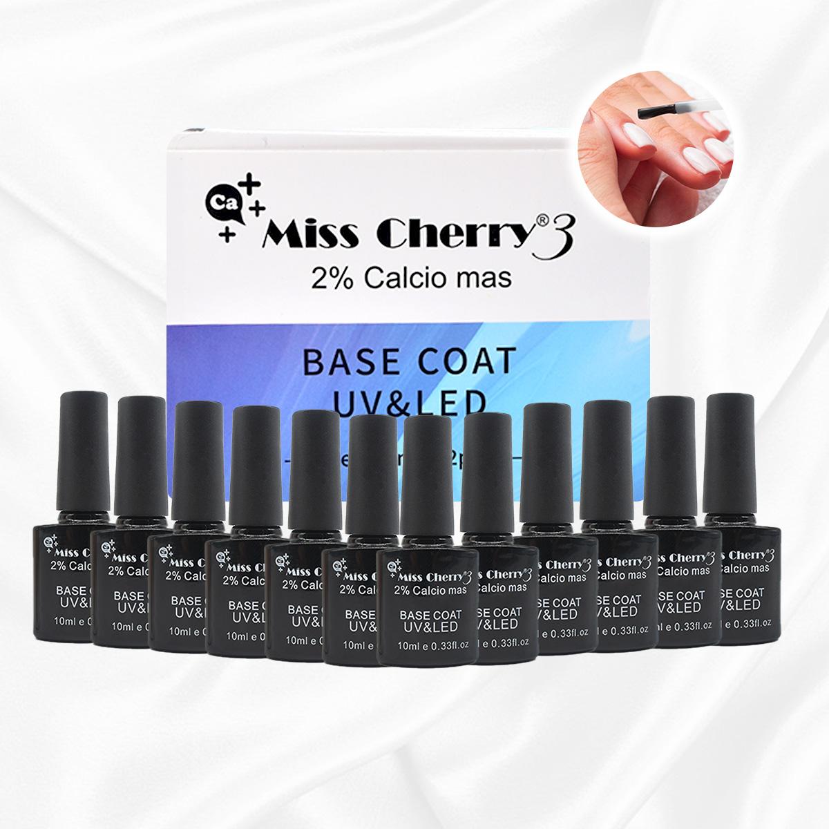 Miss Cherry Base Coat UV&LED 2% calcio más 10ml 12 Piezas