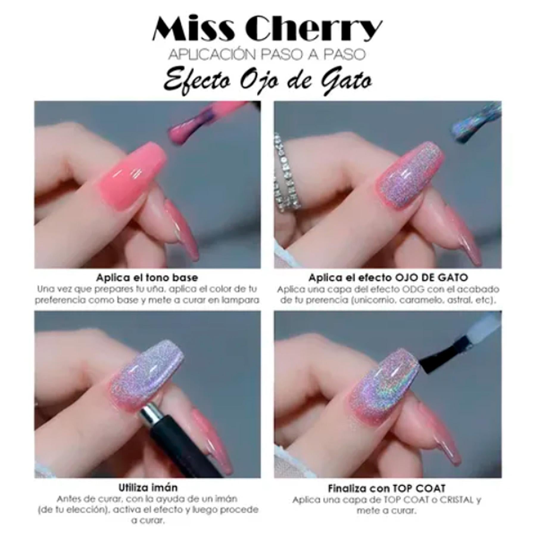 Miss Cherry Gel Esmalte Semipermanente para Uñas Ojo de Gato Frutal 6 pcs