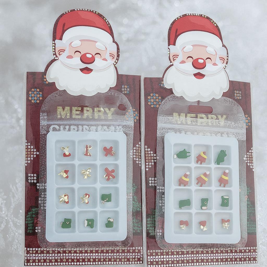 Miss Cherry Set de Adornos Navideños set de 3 Estuches de Charms de Resina Uñas Decoraciones Festivas Accesorios
