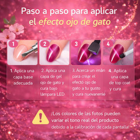 HEMATPOFree Miss Cherry Pink ojo de gato efecto para uñas manicura