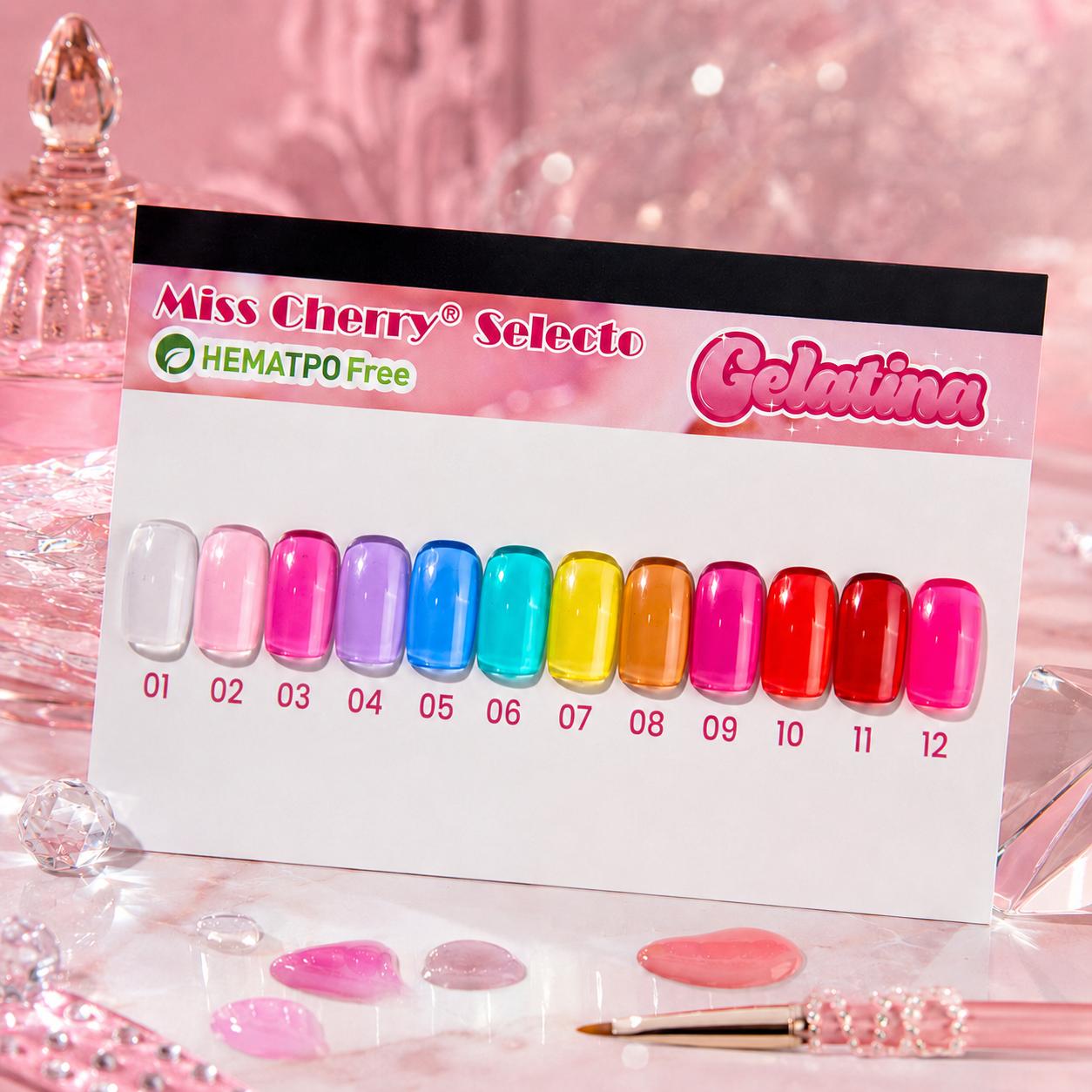 Miss Cherry Gama 21 ml Gelatina Jelly 12 piezas   gel semipermanente UV LED uñas manicura ART NAIL