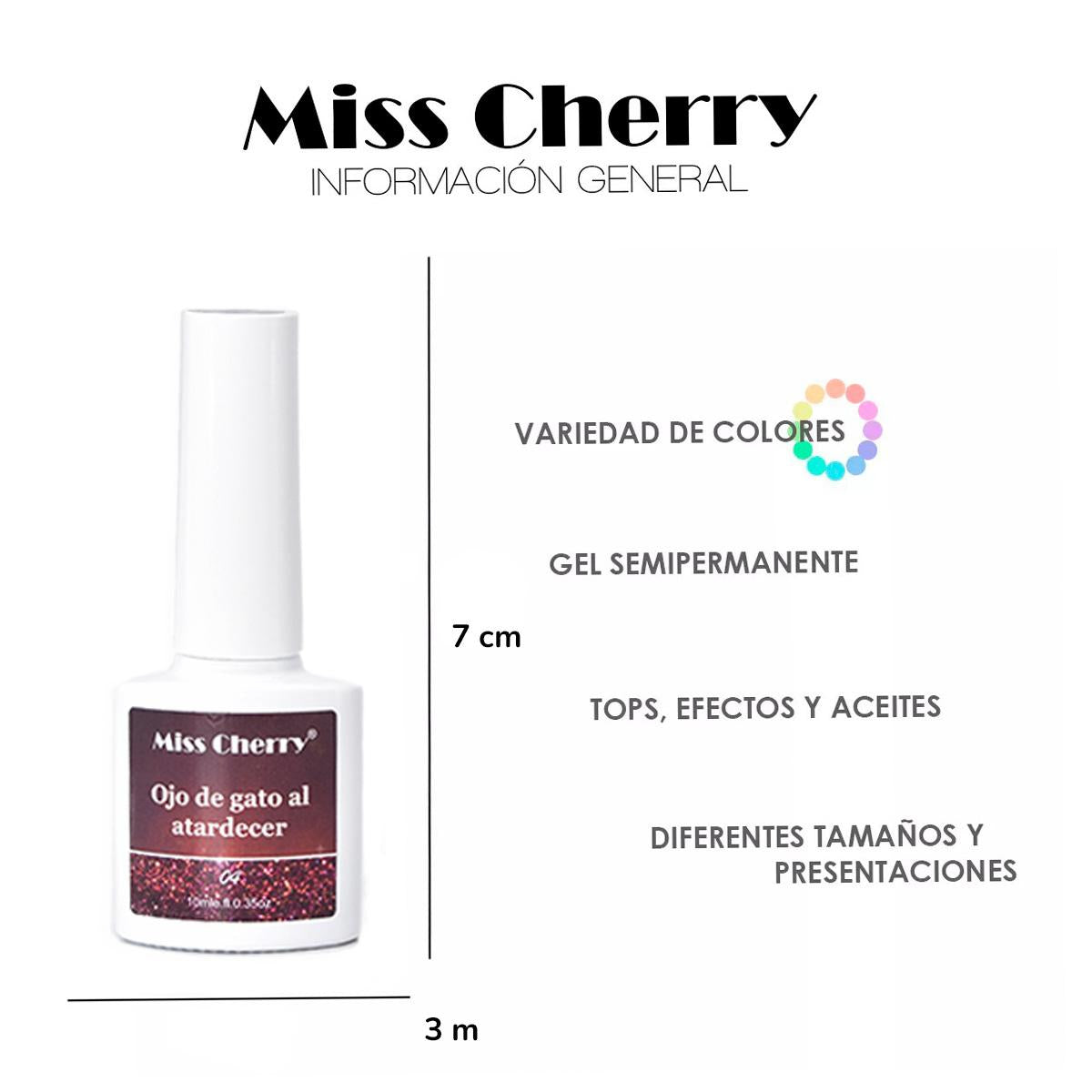 Miss Cherry Gama Atardecer Gel semipermanente UV LED  Efecto Ojo de gato arte en uñas manicura profesional 10ml 6 Piezas