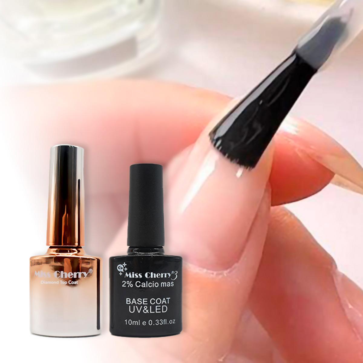 Miss Cherry  Topcoat & Basecoat  Kit para arte en uñas 2 piezas