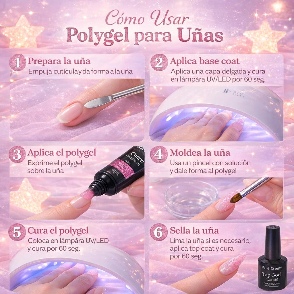 Miss Cherry Polygel manicura con glitter set 12 pz