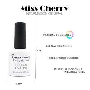 Miss Cherry TOP COAT UV&LED 2% CALCIO 10ml 12 Piezas