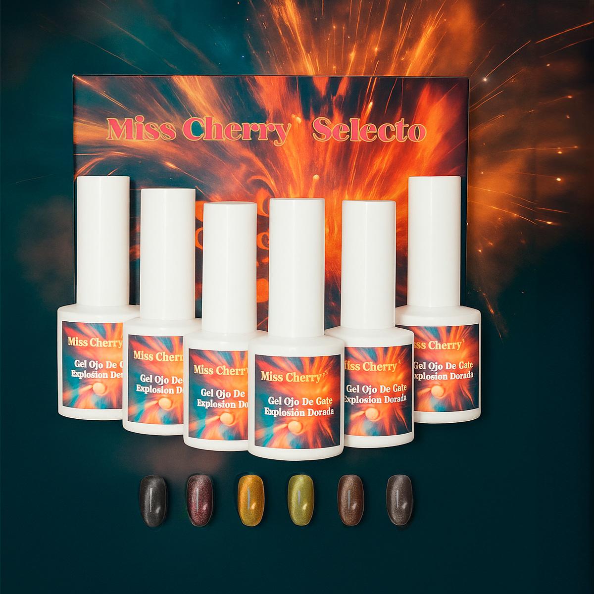 Miss Cherry Ojo de gato Explosion Dorada Gel semipermanente UV/LED