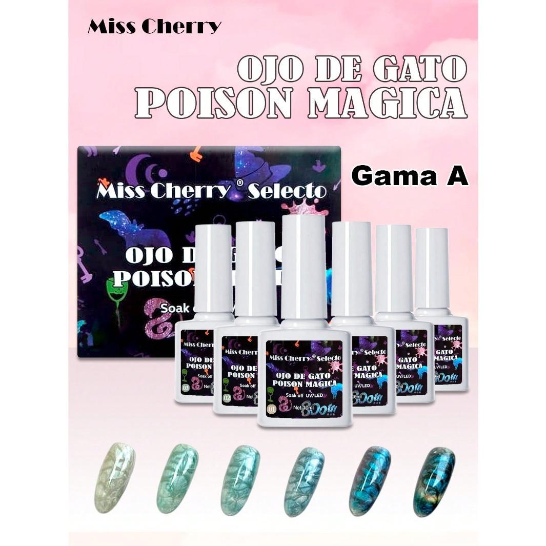 MISS CHERRY Gel esmalte semipermanente para uñas Uv Led Gama efecto ojo de gato POCIÓN MÁGICA 6 pcs