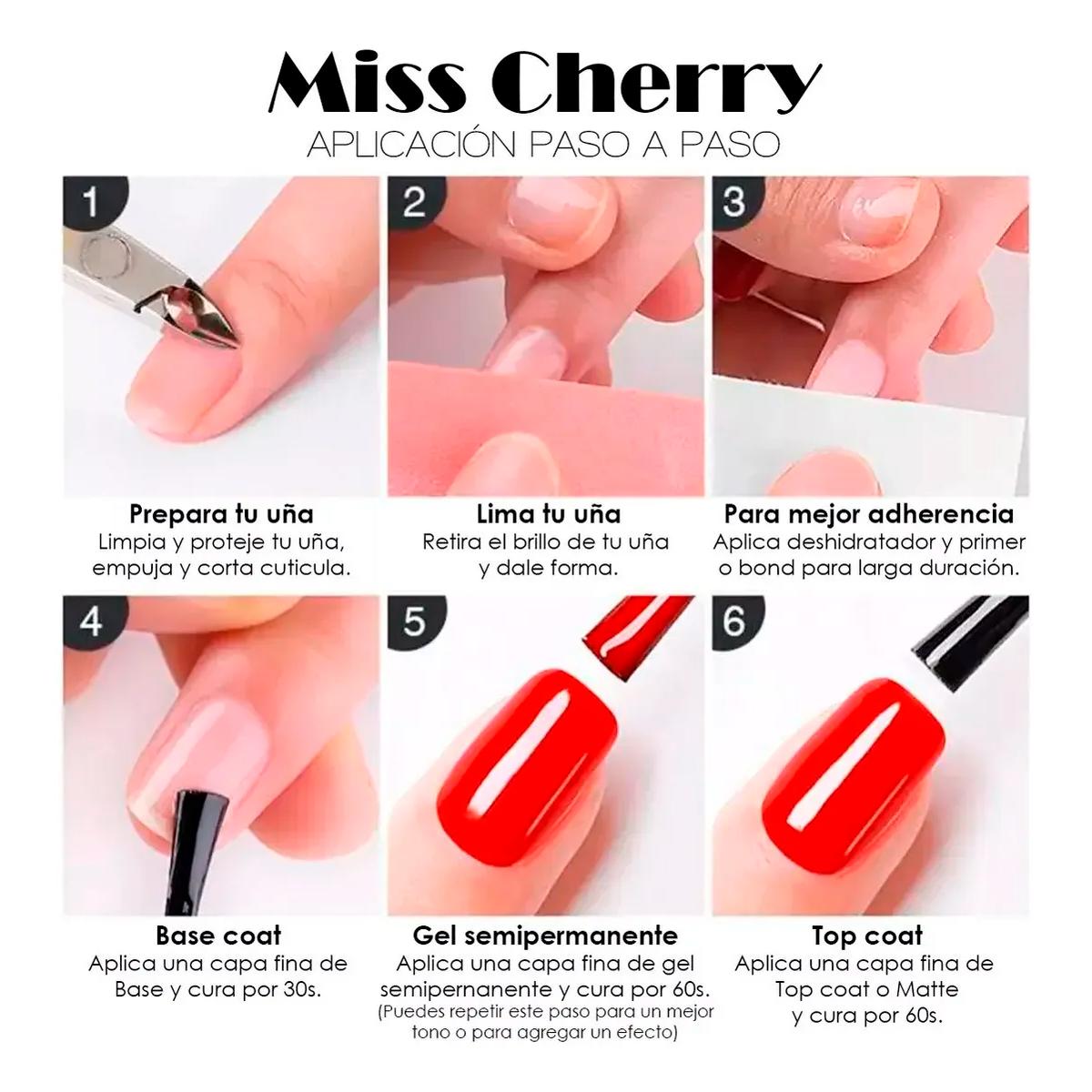 Miss Cherry Gama Gel Efecto Vitral Semi Permanente Uv 12 Pz