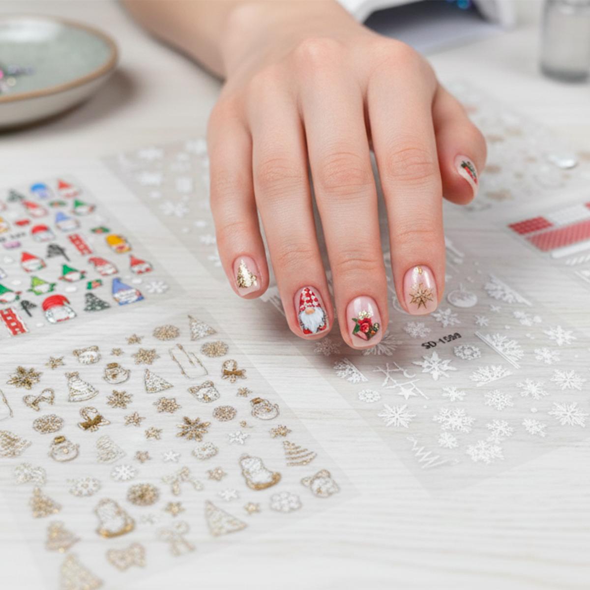 Miss Cherry hojas de calcomanías de Navidad para uñas autoadhesivas Pegatinas decoración