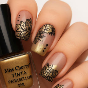 Miss Cherry Kit stamper de 6 Tintas de sellos, Gel en frio, placa de sellos y diamantes fantasía decoración  Uñas