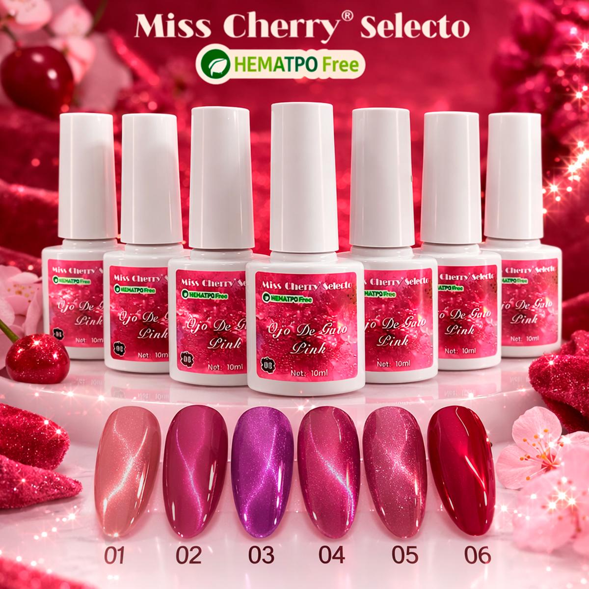 HEMATPOFree Miss Cherry Pink ojo de gato efecto para uñas manicura