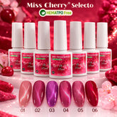 HEMATPOFree Miss Cherry Pink ojo de gato efecto para uñas manicura