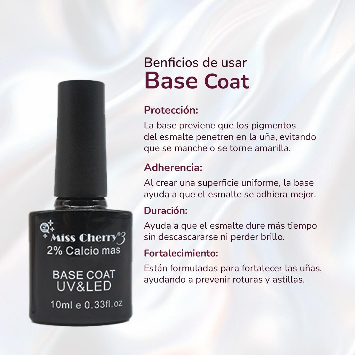 Miss Cherry Base Coat UV&LED 2% calcio más 10ml 12 Piezas