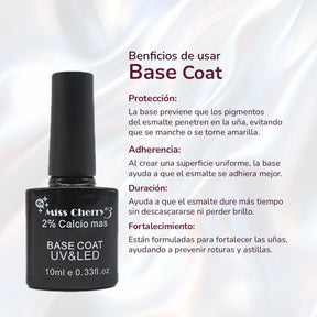Miss Cherry Base Coat UV&LED 2% calcio más 10ml 12 Piezas