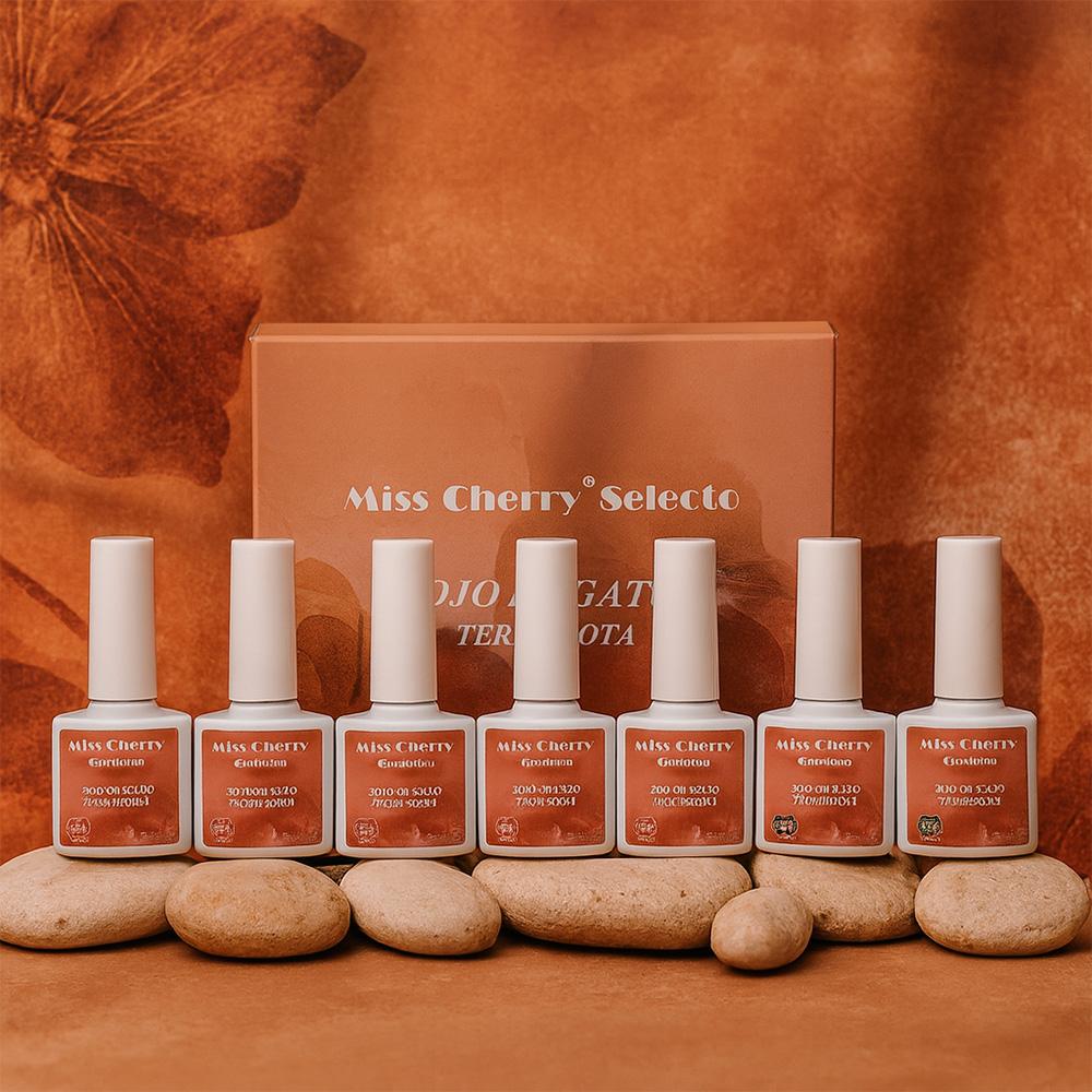 Miss Cherry Gel Esmalte Semipermanente para Uñas Ojo de Gato Terracota 6 pzs 10 ml