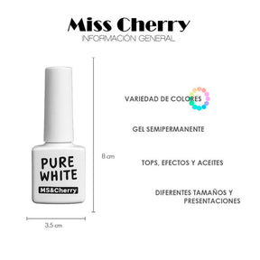 Miss Cherry Pure White Esmalte Gel Semipermanente UV LED profesional 10 ml