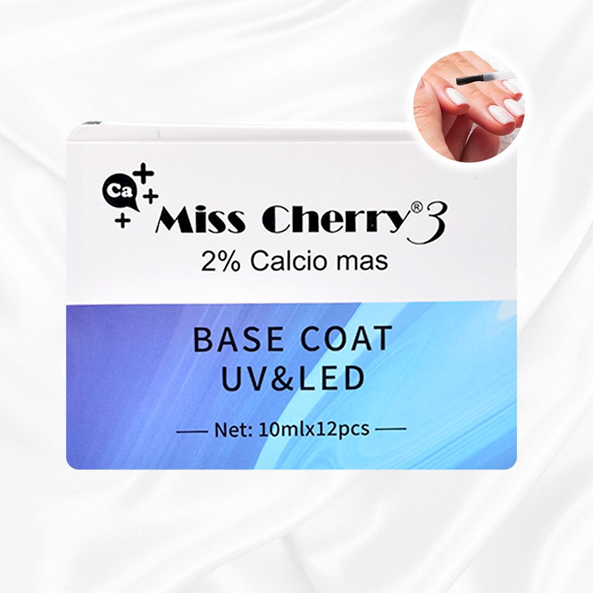 Miss Cherry Base Coat UV&LED 2% calcio más 10ml 12 Piezas