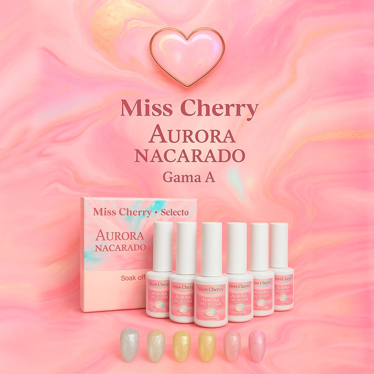 Miss Cherry Gama AURORA NACARADO Gel semipermanente profesional UV LED  6 pcs Nail art