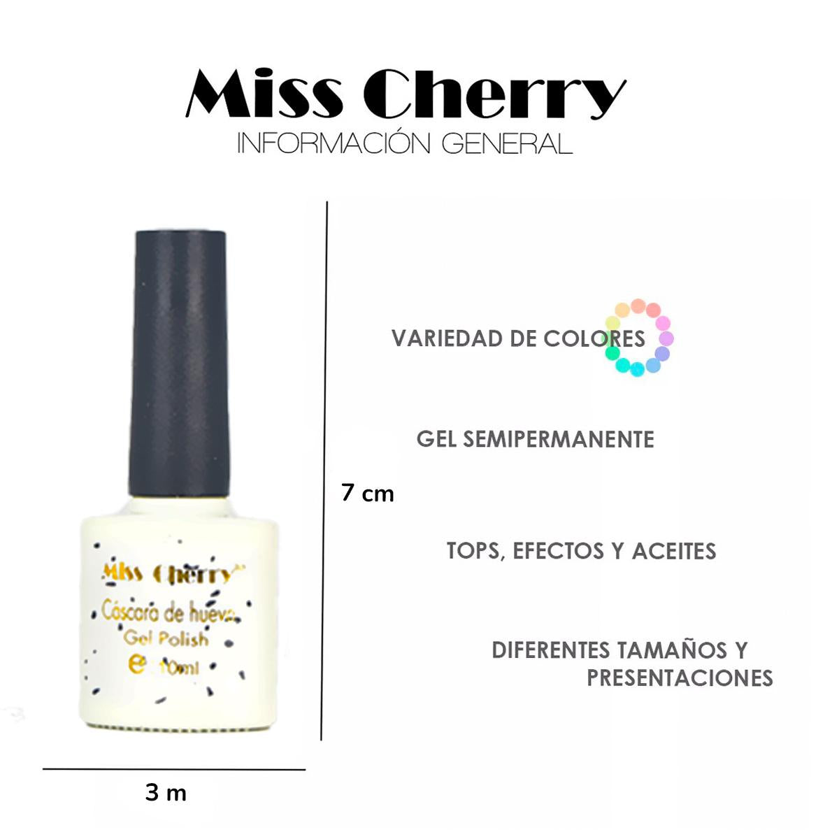 Miss Chery Textura de Cascarón de huevo acabado brillante para uñas Gel UV/LED 1pieza