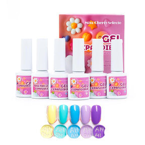 Miss Chery Gel Expandible Incluye 1 base espandible y 5 colores profesionales gama para manicura en uñas UV LED