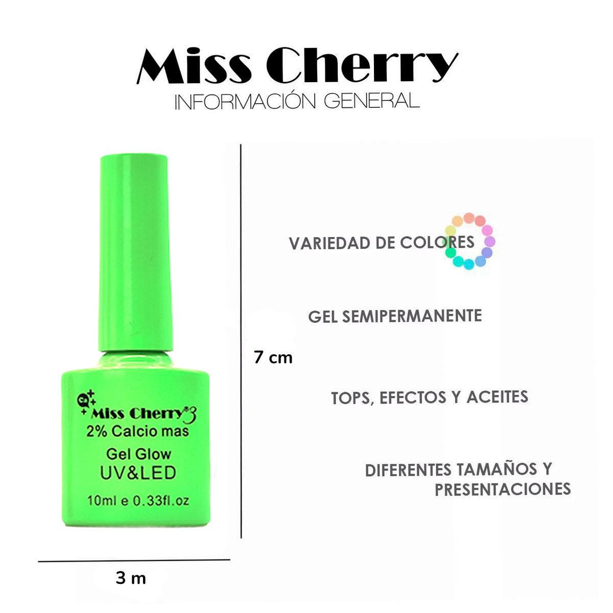 Miss Cherry Gel Glow translúcido con efecto Fluorescente para uñas manicura UV/LED