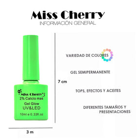 Miss Cherry Gel Glow translúcido con efecto Fluorescente para uñas manicura UV/LED