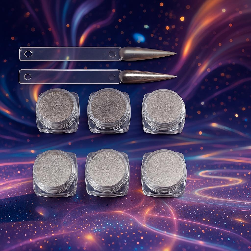 Miss Cherry Cromo Mirror Black Uñas en Polvo Metálico Efecto Espejo