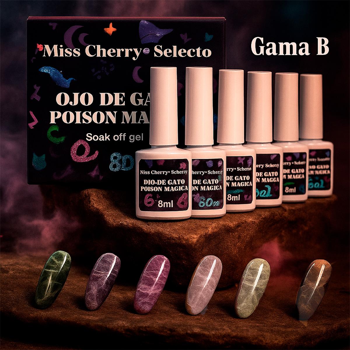 MISS CHERRY Gel esmalte semipermanente para uñas Uv Led Gama efecto ojo de gato POCIÓN MÁGICA 6 pcs