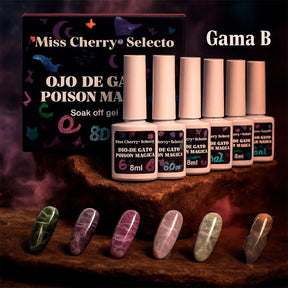 MISS CHERRY Gel esmalte semipermanente para uñas Uv Led Gama efecto ojo de gato POCIÓN MÁGICA 6 pcs