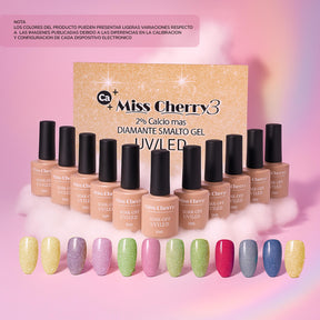 Miss Cherry Diamante smalto Gel para Uñas gama profesional UV LED  12 pzs 10 ml