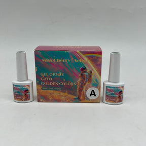 Miss Cherry Gama GOLDEN COLORS Efecto ojo de gato, manicura profesional Nail  10ml 6 Piezas