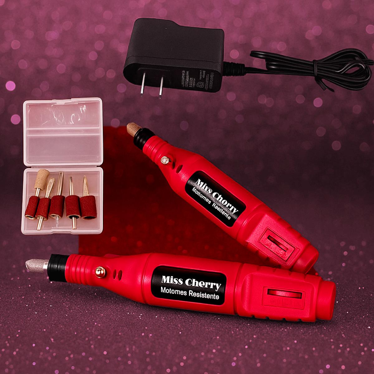 Miss Cherry Drill para uñas Mini pulidor profesional multiusos incluye set de puntas y con motor integrado uso para manicura