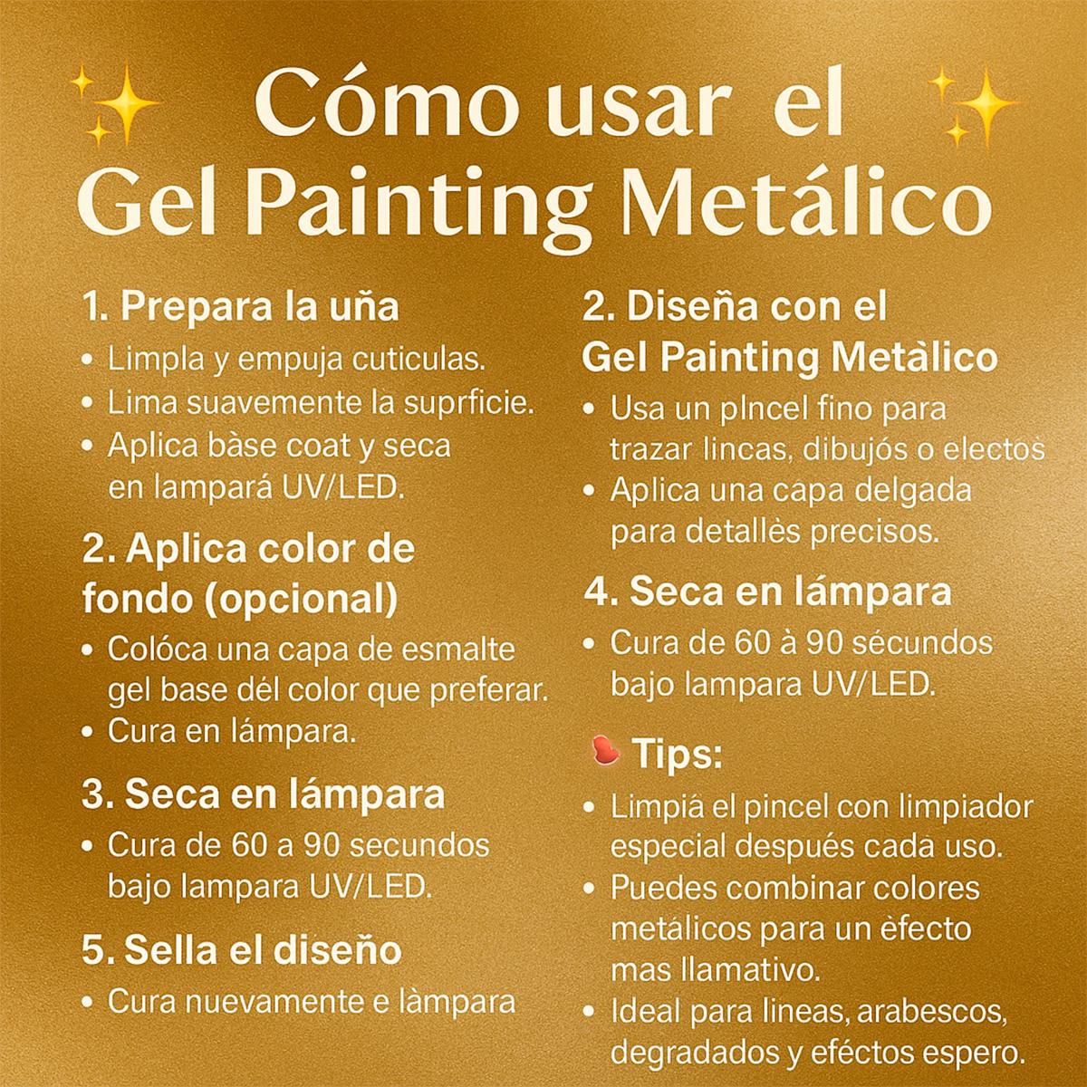 Miss Cherry Gel Painting Espejo Metalico 6 pzs 8 ml Gel semipermanente UV LED arte en uñas