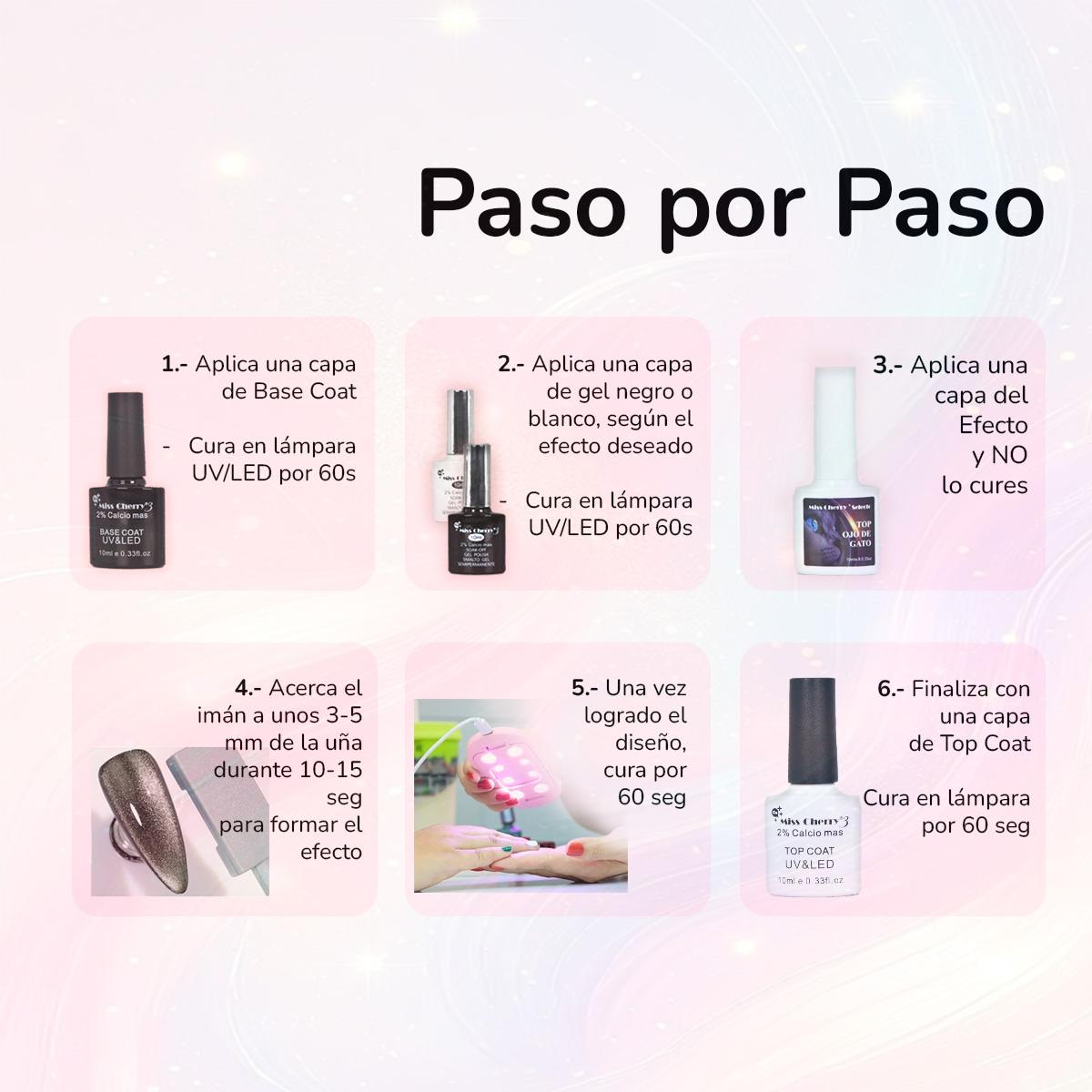 Miss Cherry Kit Básico de 3 Pasos Esmaltes Para Uñas Acrilicas Iman Lampra Base Top Coat Semipermanente  Kit0M1