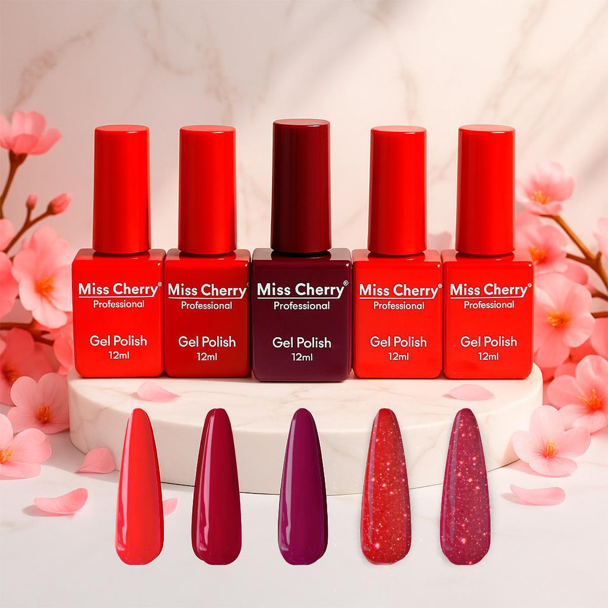 Miss Cherry Gel Polish Profesional 5 pcs 15 ml Set de 5 Unidades Gel semipermanente UV LED Gelish