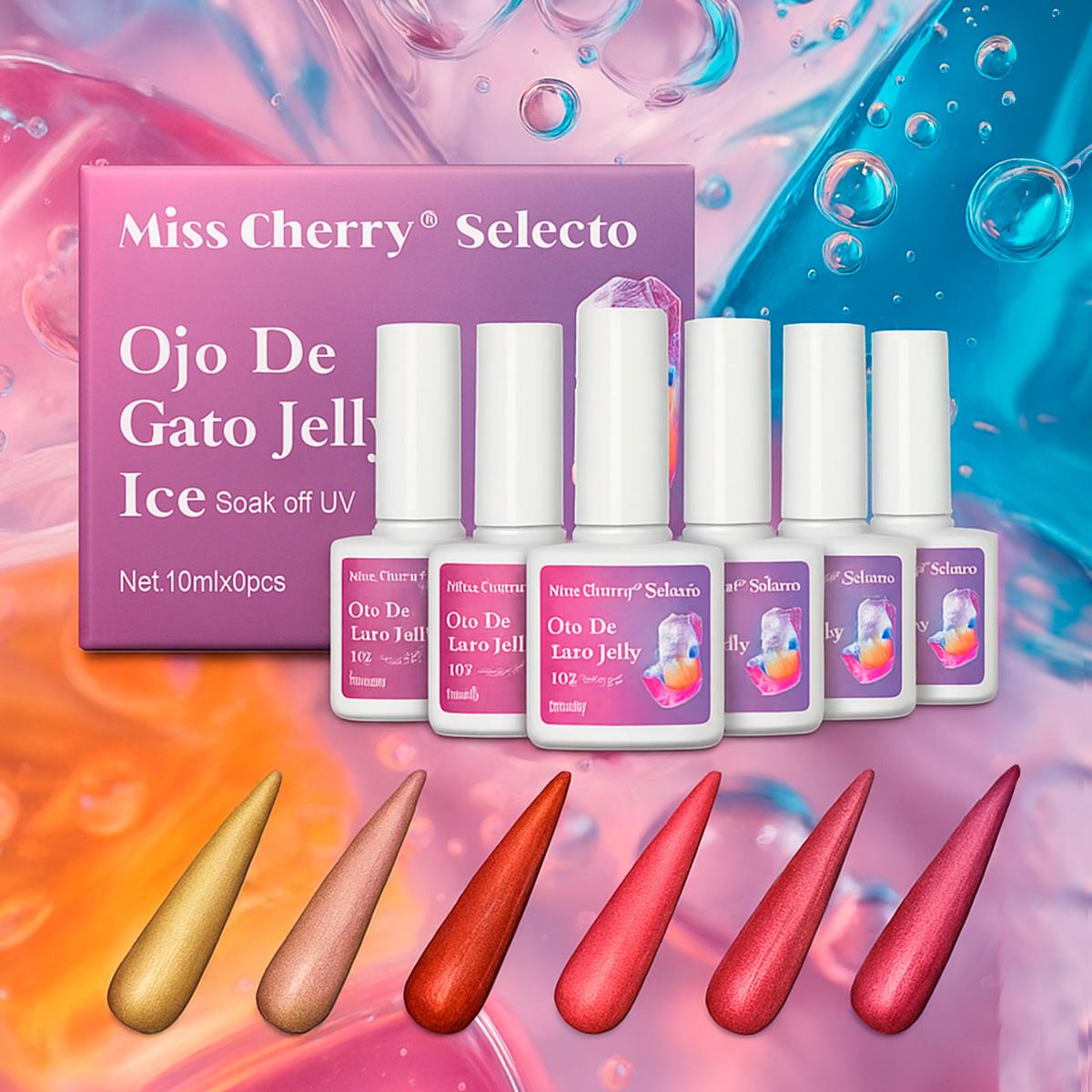 Miss Cherry Gama Jelly Ice Efecto ojo de gato Gel semipermanente UV LED uñas manicura arte en uñas