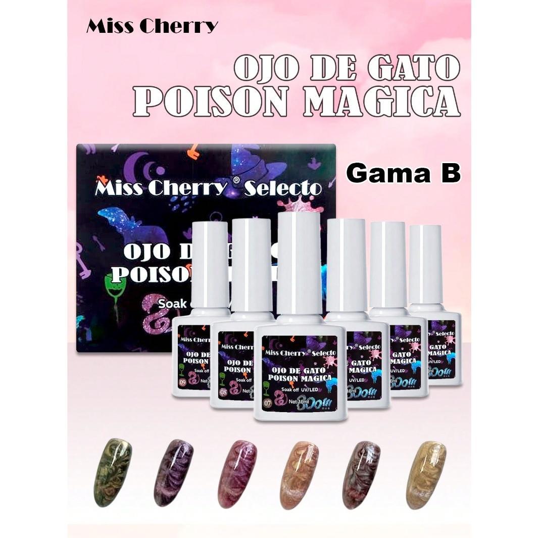 MISS CHERRY Gel esmalte semipermanente para uñas Uv Led Gama efecto ojo de gato POCIÓN MÁGICA 6 pcs