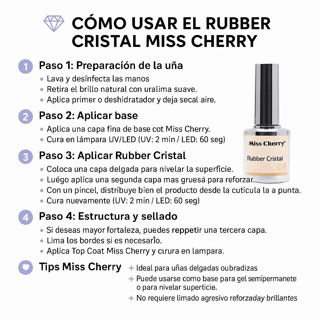 Miss Cherry Gel Rubber Cristal Profesional UV LED para manicura