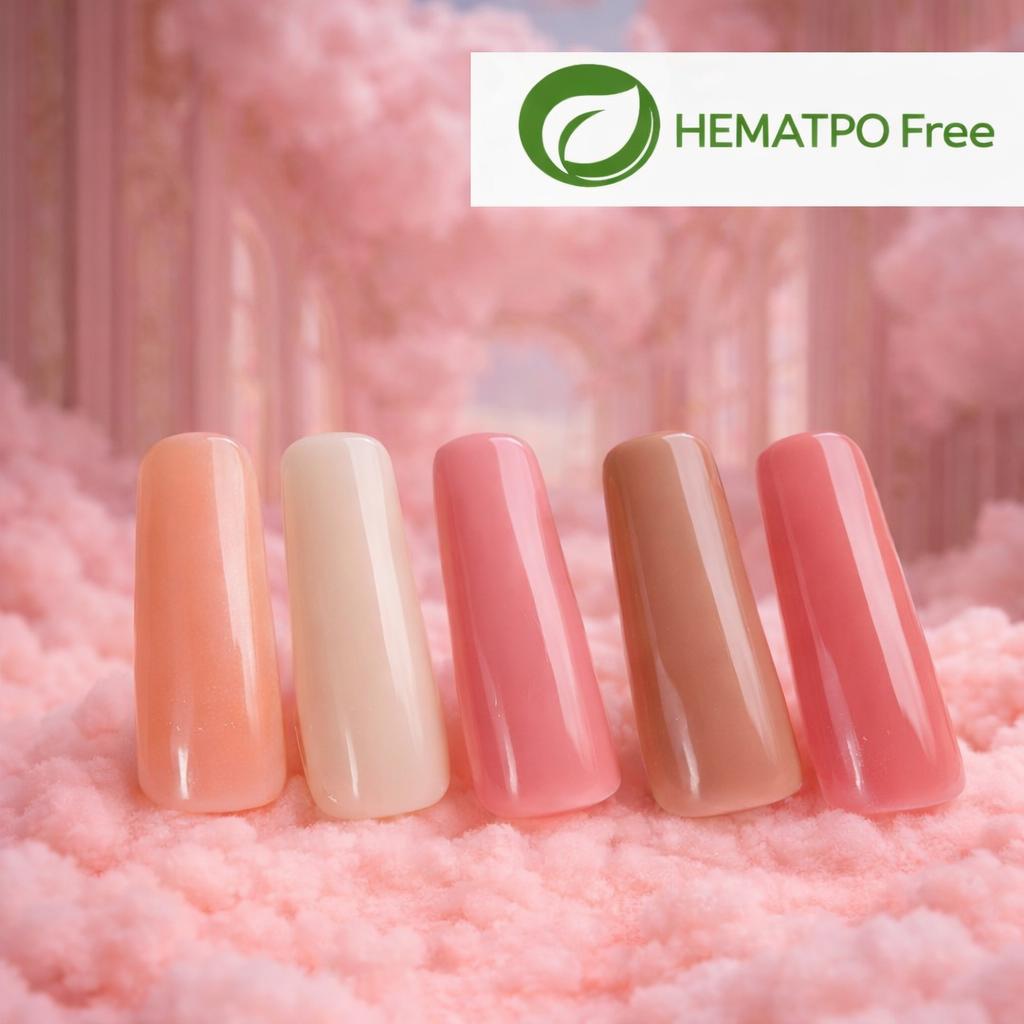 HEMATPOFREE MISS CHERRY Gel esmalte semipermanente para uñas Uv Led BASE MULTIUSO SOFT STRONG 6 pcs