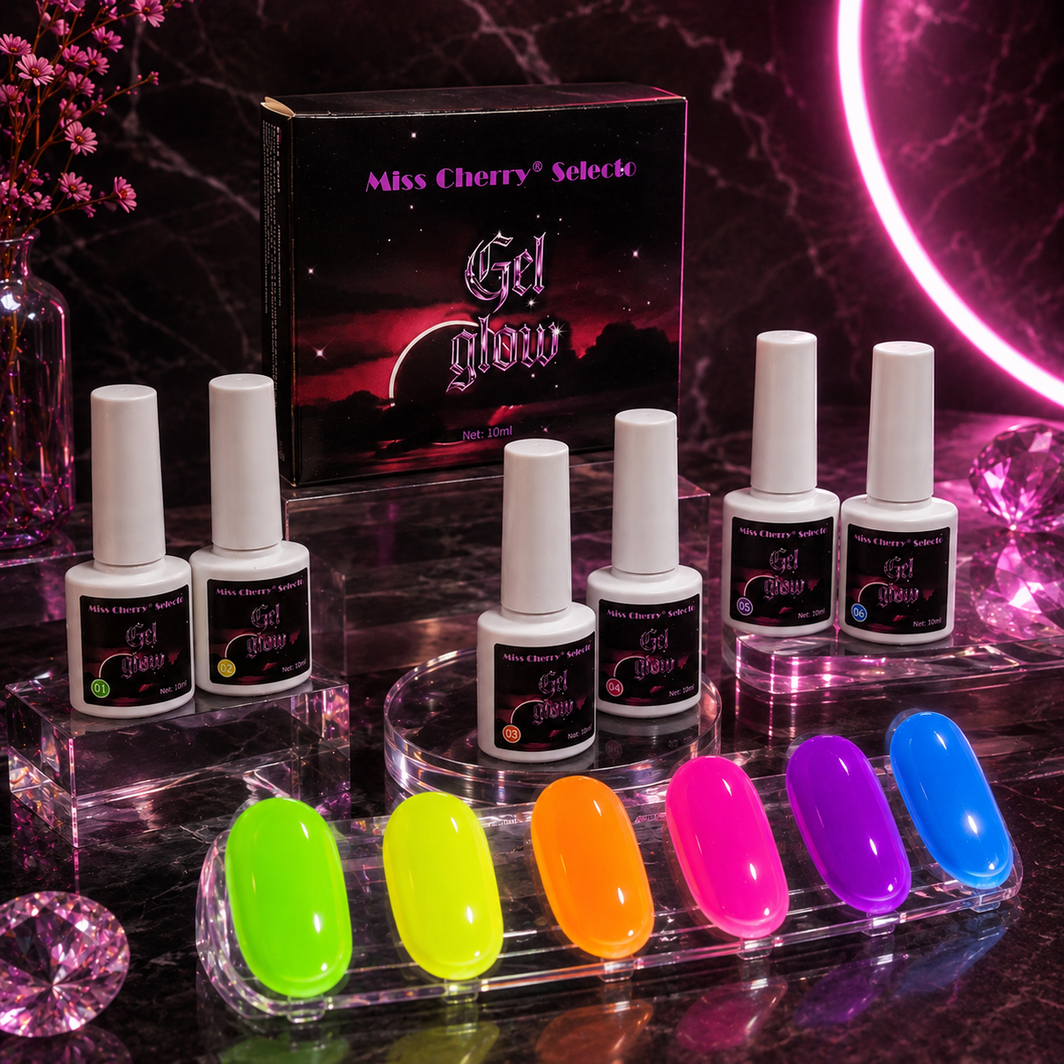 Miss Cherry Gel Semipermanente FLOUORESCENT  Gel Glow
